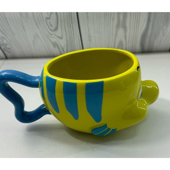 Disney Little Mermaid Flounder COFFEE MUG Yellow Blue - Picture 3 of 5